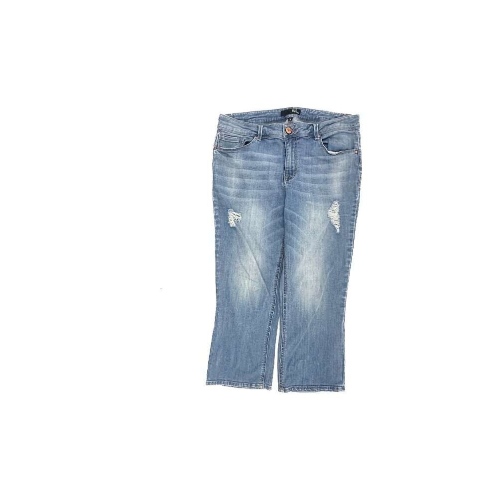 Women’s Light Blue Distressed Straight-Leg Jeans